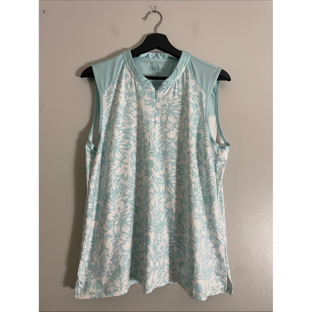 Stella Parker Sport Tank Synthetic Floral Zip XL Activewear